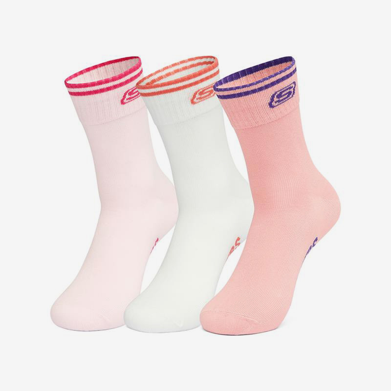 Skechers/斯凯奇正品CREW SOCK女子运动舒适休闲中筒袜三双装