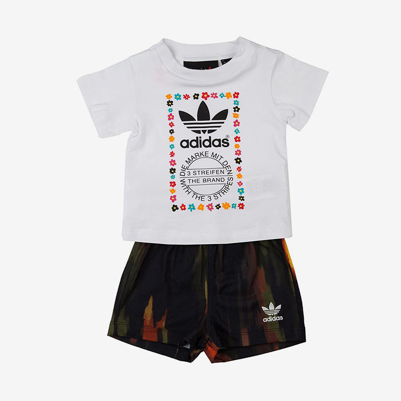 Adidas/阿迪达斯正品三叶草休闲舒适轻便儿童经典短袖套装AJ9309