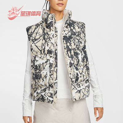 耐克女士保暖印花运动棉马甲