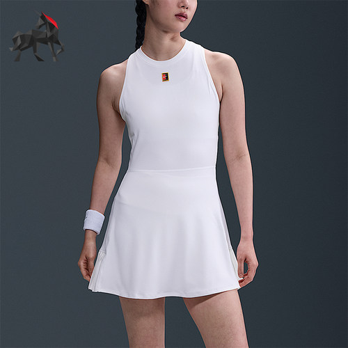 Nike/耐克正品Dri-FIT女士网球简约运动经典透气连衣裙FZ6747-100