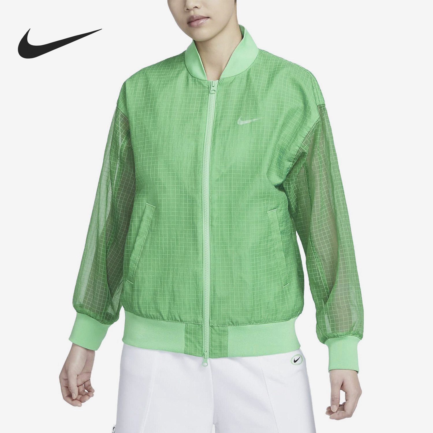 Nike/耐克官方正品棒球夹克新款女绿色速干夹克外套DV7973-363