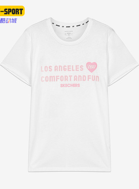 Skechers/斯凯奇正品运动休闲女子圆领透气针织短袖L221W289-0019