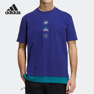 Adidas 夏季 新款 男子运动假两件休闲T恤HE9922 阿迪达斯正品