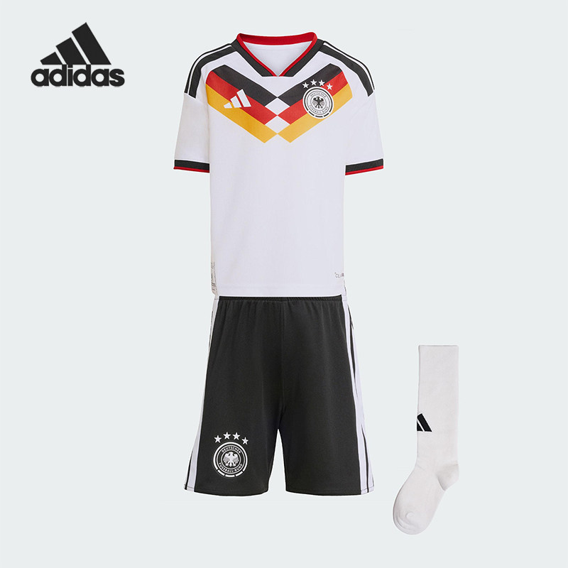 Adidas/阿迪达斯正品2025小童运动V领套头耐穿透气足球套装JZ4561