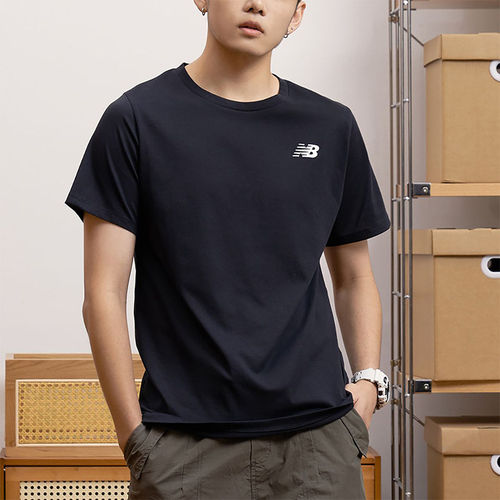 New Balance新百伦正品男运动速干圆领印花短袖T恤AMT11070-BK