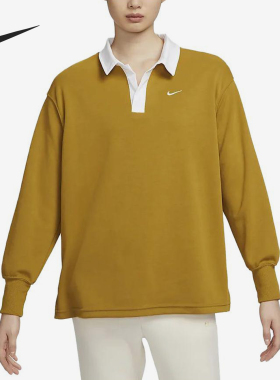 Nike/耐克正品女士时尚舒适翻领休闲宽松长袖T恤FB8721-716