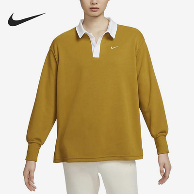 Nike/耐克正品女士时尚舒适翻领休闲宽松长袖T恤FB8721-716