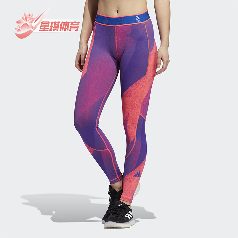 Adidas/阿迪达斯正品春秋女士透气紧身松紧中腰运动长裤FT3143