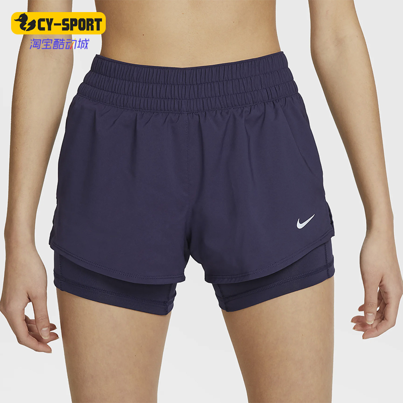 Nike/耐克正品2025女士梭织松紧腰透气二合一运动短裤DX6013-555