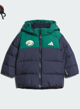 Adidas/阿迪达斯正品IN GFX DOWN JKT婴童连帽拼接羽绒服KC5396