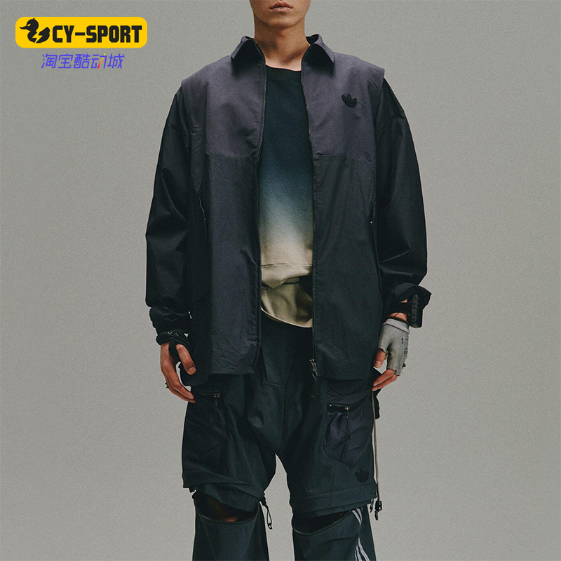 Adidas/阿迪达斯正品三叶草男女宽松翻领经典运动休闲外套HY4196
