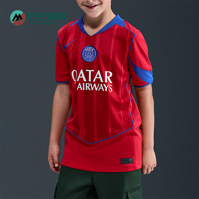 Nike/耐克正品Dri-FIT大童耐穿运动透气线条训练短袖HM4126-680