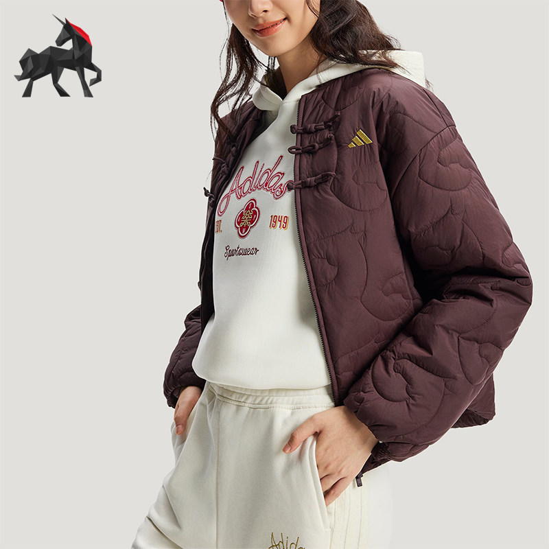Adidas/阿迪达斯正品冬季女士宽松保暖运动休闲复古棉服KS0629