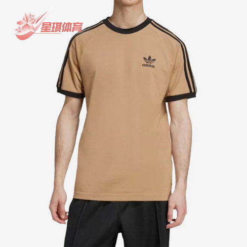 Adidas/阿迪达斯正品三叶草男士三条纹圆领修身短袖T恤JY1370