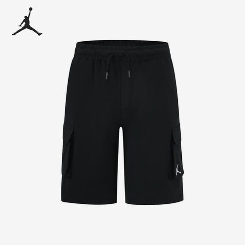 Nike耐克正品Jordan大童工装短裤松紧腰裤绳针织裤子JD2522-003