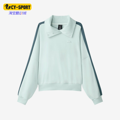 Skechers/斯凯奇正品秋季新款女士休闲翻领针织宽松拼接卫衣