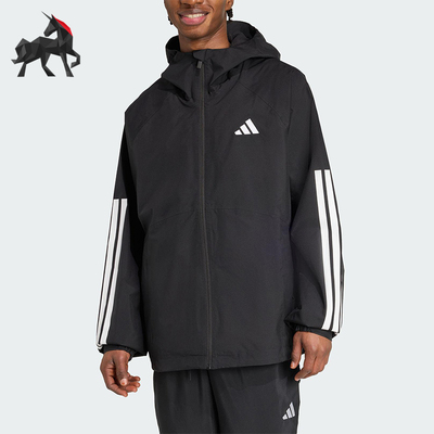 Adidas/阿迪达斯正品ESS 3S RAIN H J男士宽松连帽运动外套JM1056