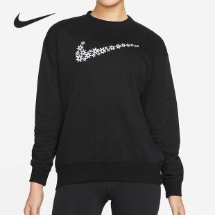 套头卫衣DM6310 Nike 女子花卉LOGO圆领长袖 新款 010 耐克官方正品