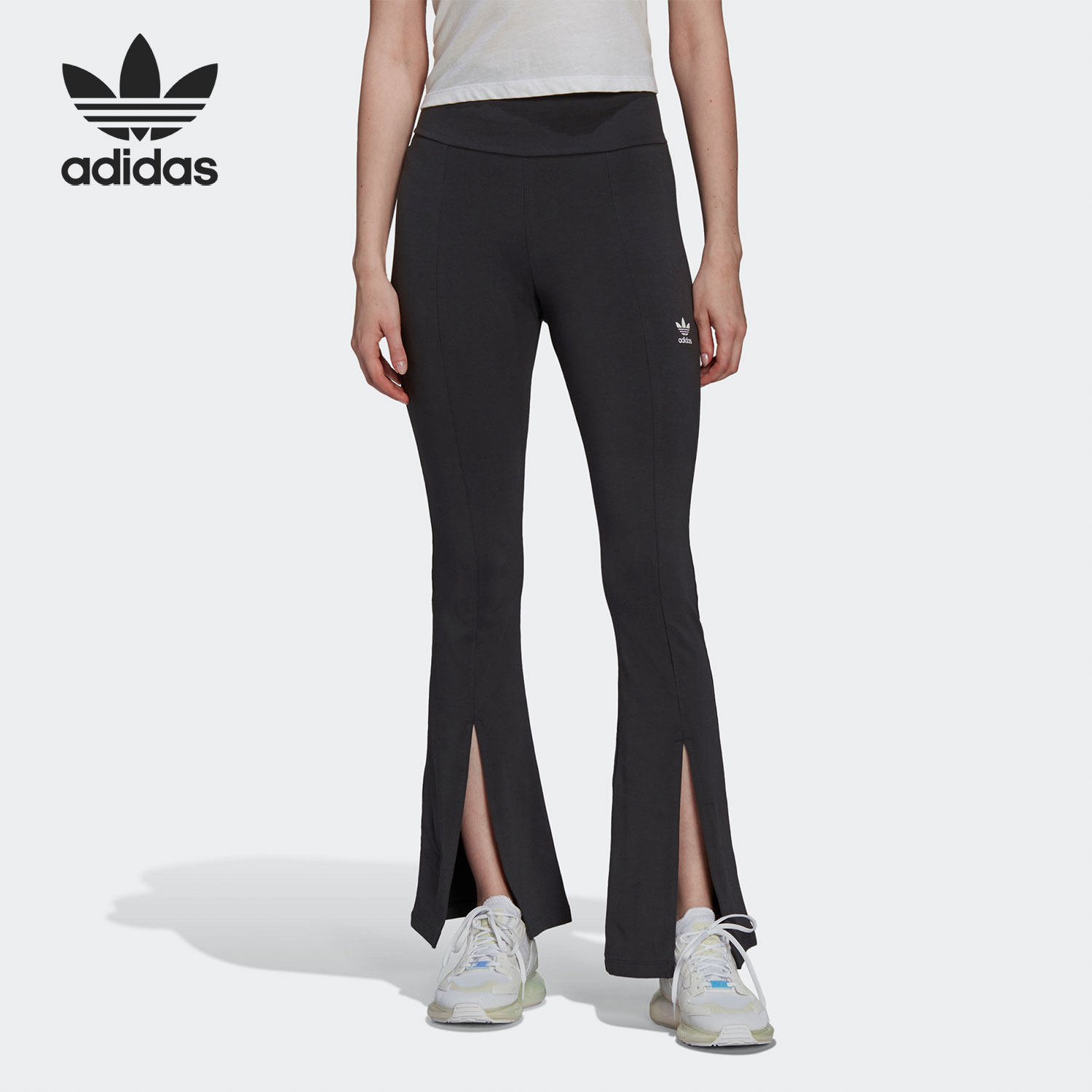 Adidas/阿迪达斯官方正品三叶草女子高腰喇叭运动紧身裤 HU1616,运动服/休闲服装,运动长裤,淘宝优惠券,粉丝福利购,淘宝优惠卷