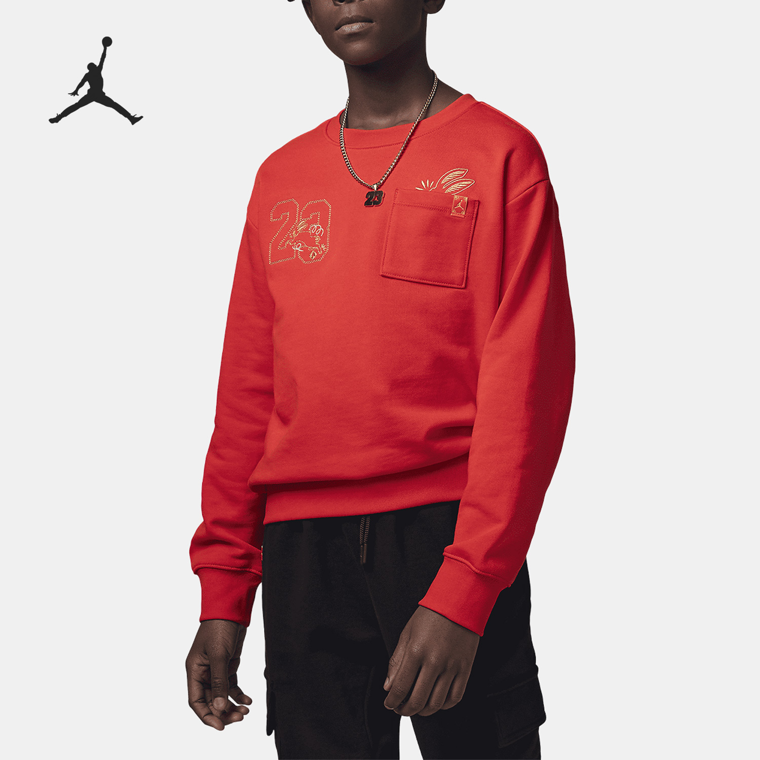 Nike/耐克官方正品Air Jordan大童口袋休闲圆领卫衣FJ9651-600-封面