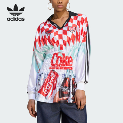 Adidas/阿迪达斯官方正品三叶草女士印花时尚运动长袖T恤KY7547