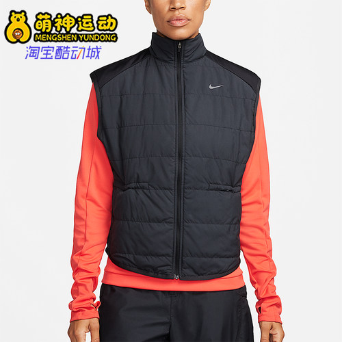 Nike/耐克正品女士休闲Logo印花拉链运动棉马甲FB7537-010