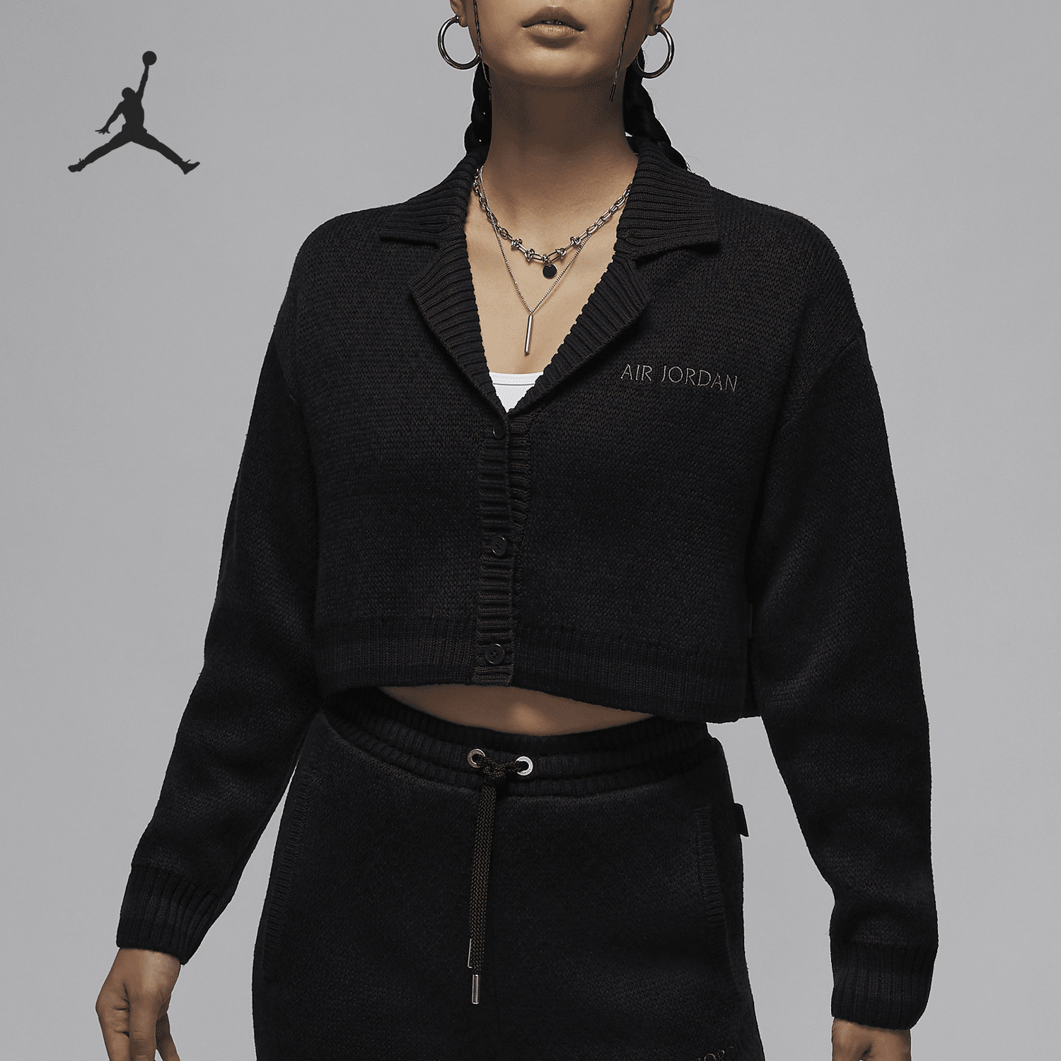 Nike/耐克官方正品JORDAN女士时尚运动翻领针织开衫FZ4196-010,运动服/休闲服装,运动茄克/外套,淘宝优惠券,粉丝福利购,淘宝优惠卷
