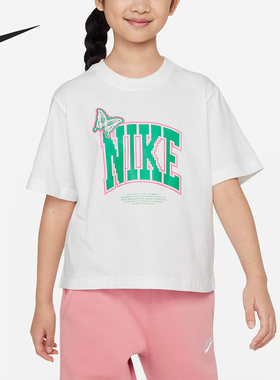 Nike/耐克正品当季新款大童宽松圆领印花短袖T恤FD5371-100