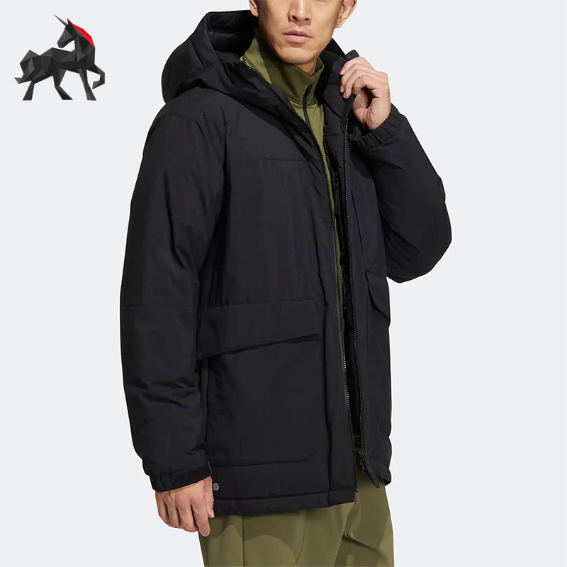 Adidas/阿迪达斯正品户外运动情侣款宽松连帽羽绒服HN2008