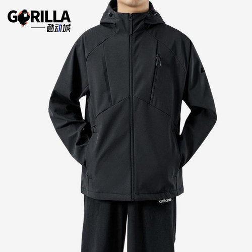 Adidas/阿迪达斯正品冲锋衣新款男黑色骑行经典夹克外套KG8966