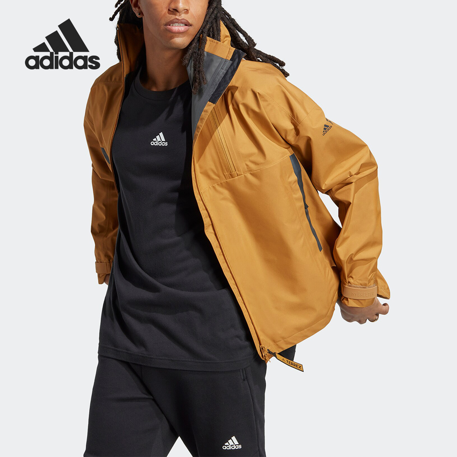 阿迪达斯新款男女运动连帽冲锋衣