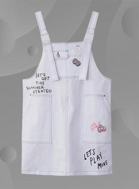 Lining/李宁正品 LINE FRIENDS联名布朗熊系列女子背带裙ASKR208