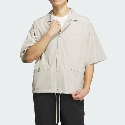 阿迪达斯男士梭织半袖翻领外套