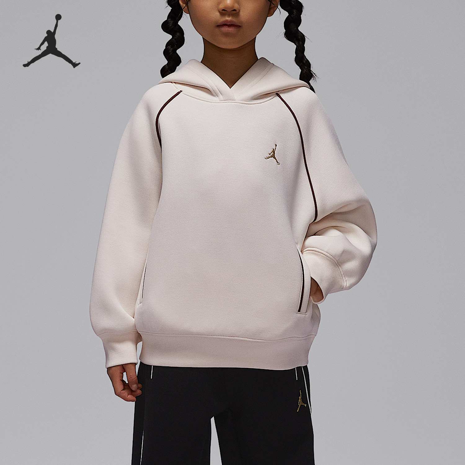 Nike/耐克官方正品JORDAN小童连帽针织刺绣运动卫衣IR8335-134