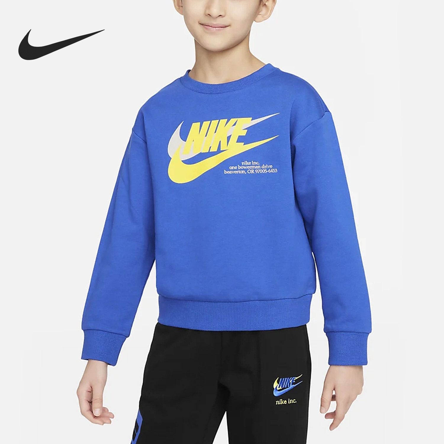 Nike/耐克正品春季新款小童法式毛圈圆领卫衣FJ6525-480