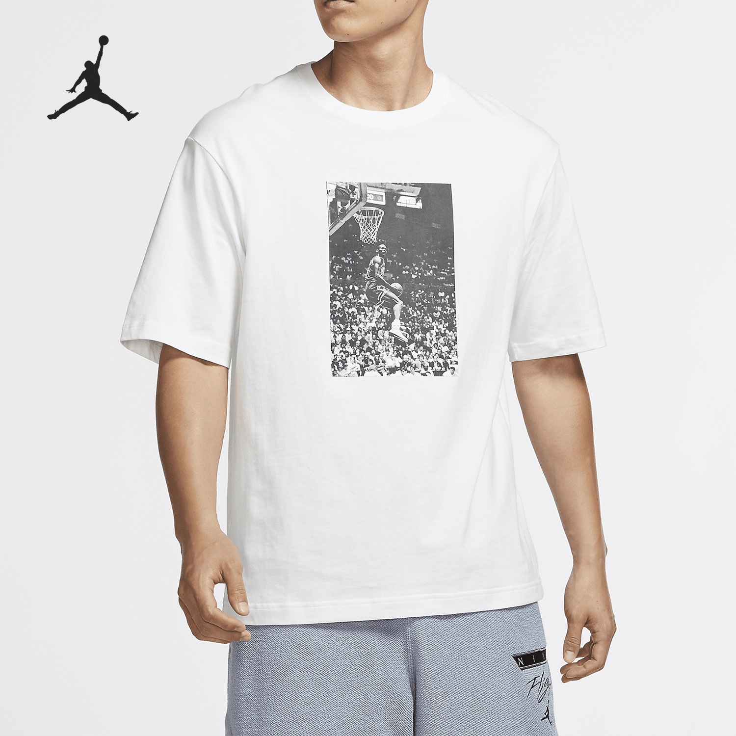 Nike/耐克正品男士反手灌篮印花运动圆领短袖T恤CZ1458-100