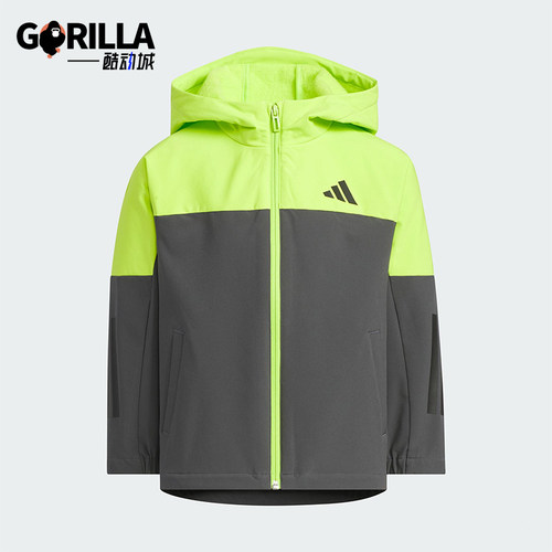 Adidas/阿迪达斯正品WOVEN JACKET儿童日常连帽耐穿外套KS0655