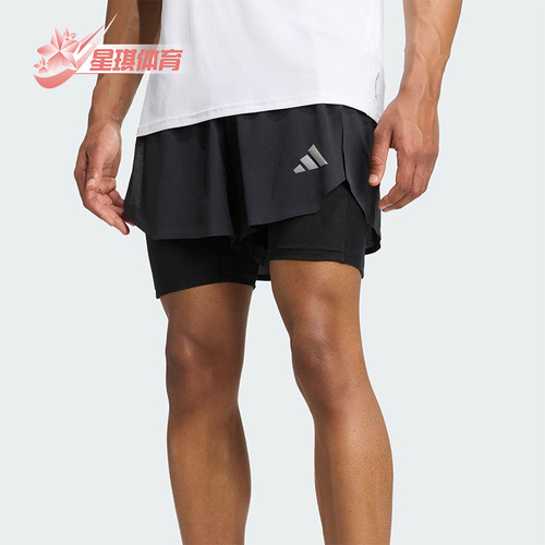 Adidas/阿迪达斯正品SHORTS男士透气二合一跑步运动短裤KE2286