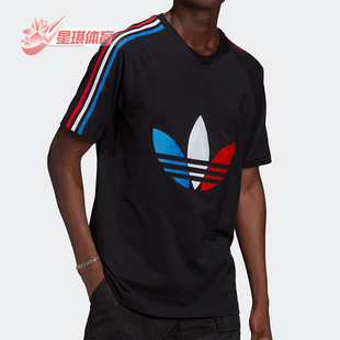 圆领LOGO印花休闲透气短袖 三叶草男士 GQ8920 阿迪达斯正品 Adidas
