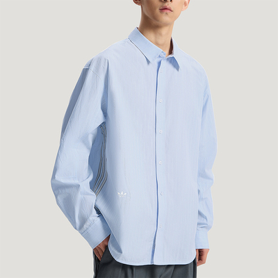 Adidas/阿迪达斯正品三叶草男女宽松翻领经典长袖衬衫T恤KS2909