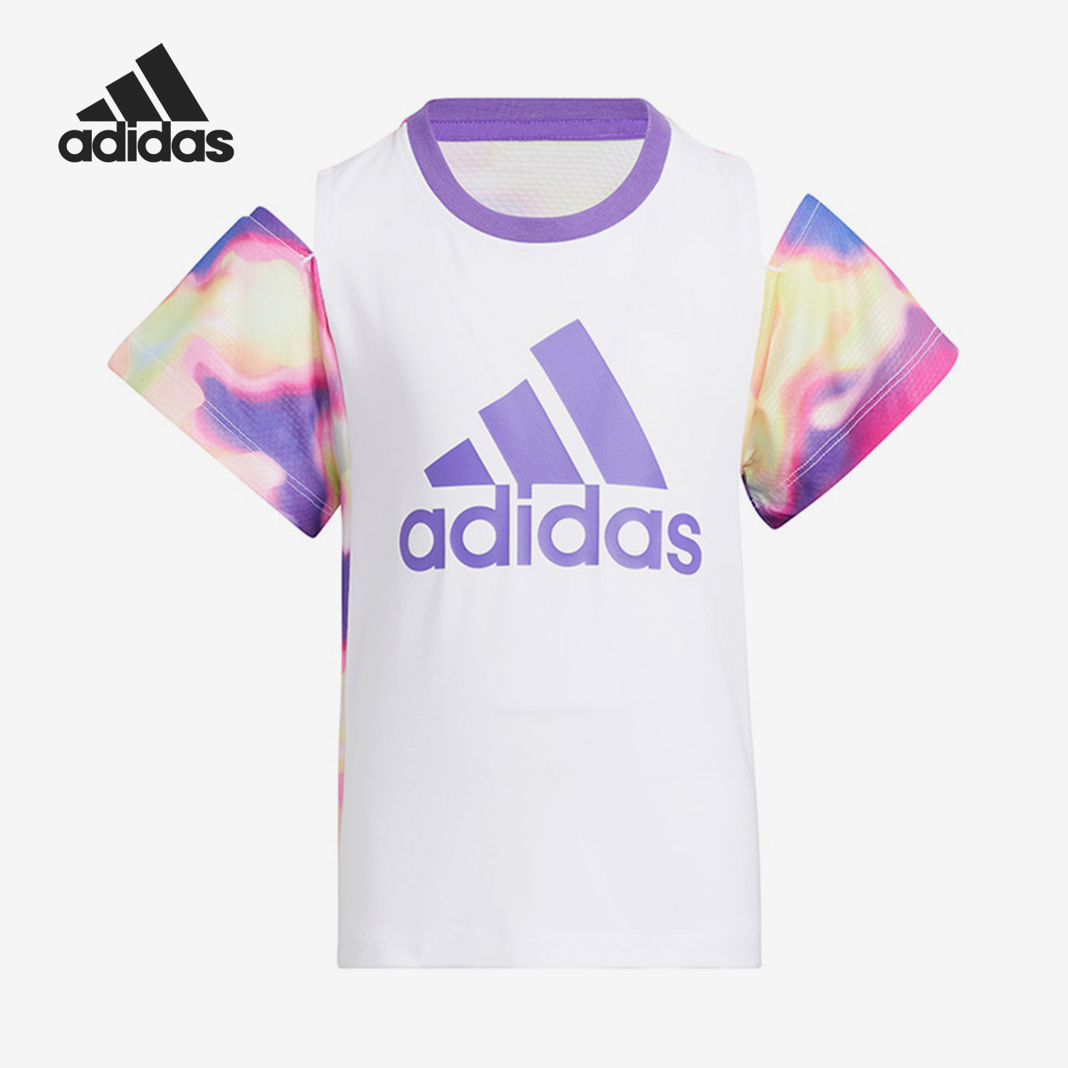 Adidas/阿迪达斯正品夏季新款小童休闲运动圆领短袖T恤HE0037