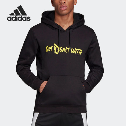 Adidas/阿迪达斯官方正品篮球运动男子加绒保暖连帽卫衣GE1055