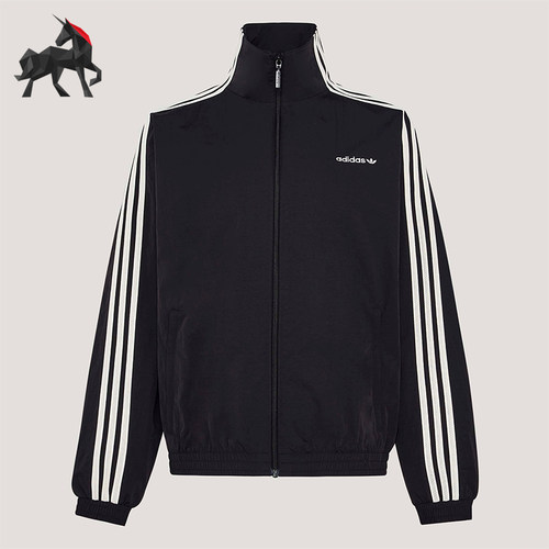 Adidas/阿迪达斯正品三叶草女士高领经典条纹日常休闲外套KX7977