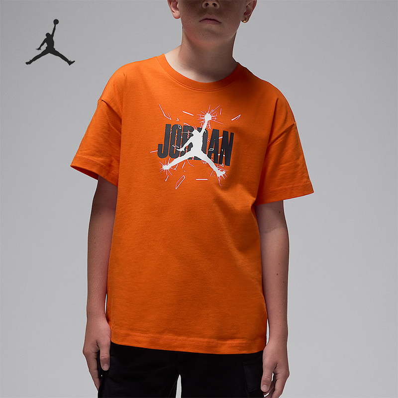 Nike/耐克正品JORDAN大童休闲针织落肩圆领透气短袖IO2465-811