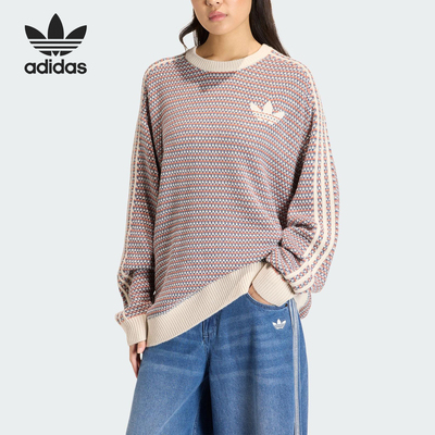 阿迪达斯女士圆领宽松套头衫