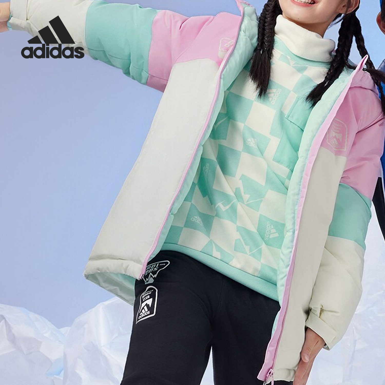 阿迪达斯正品儿童保暖羽绒服