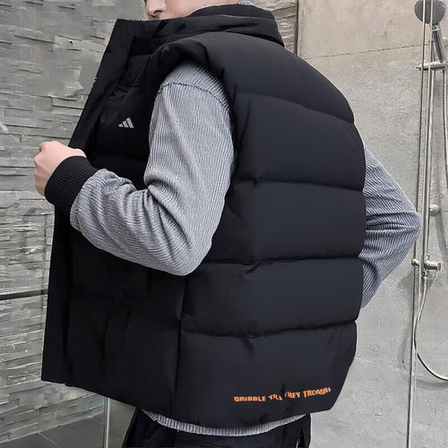 阿迪达斯男士立领鸭绒羽绒马甲