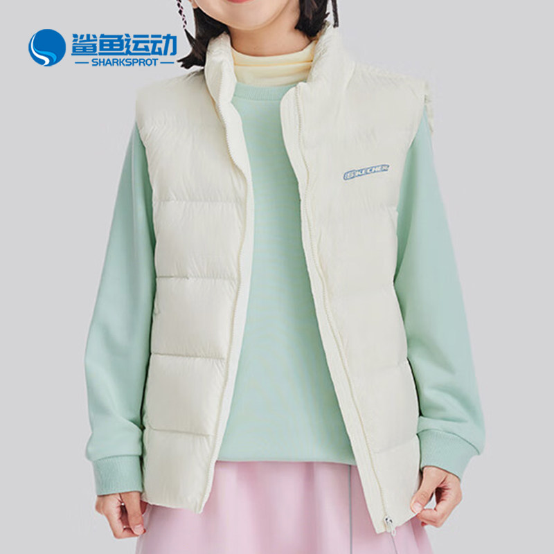 Skechers/斯凯奇正品运动保暖新款儿童轻薄梭织休闲简约羽绒马甲,童装/婴儿装/亲子装,羽绒马甲,淘宝优惠券,粉丝福利购,淘宝优惠卷