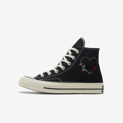 Converse匡威 复古高帮情人节限定男女同款黑色高帮帆布鞋171118C