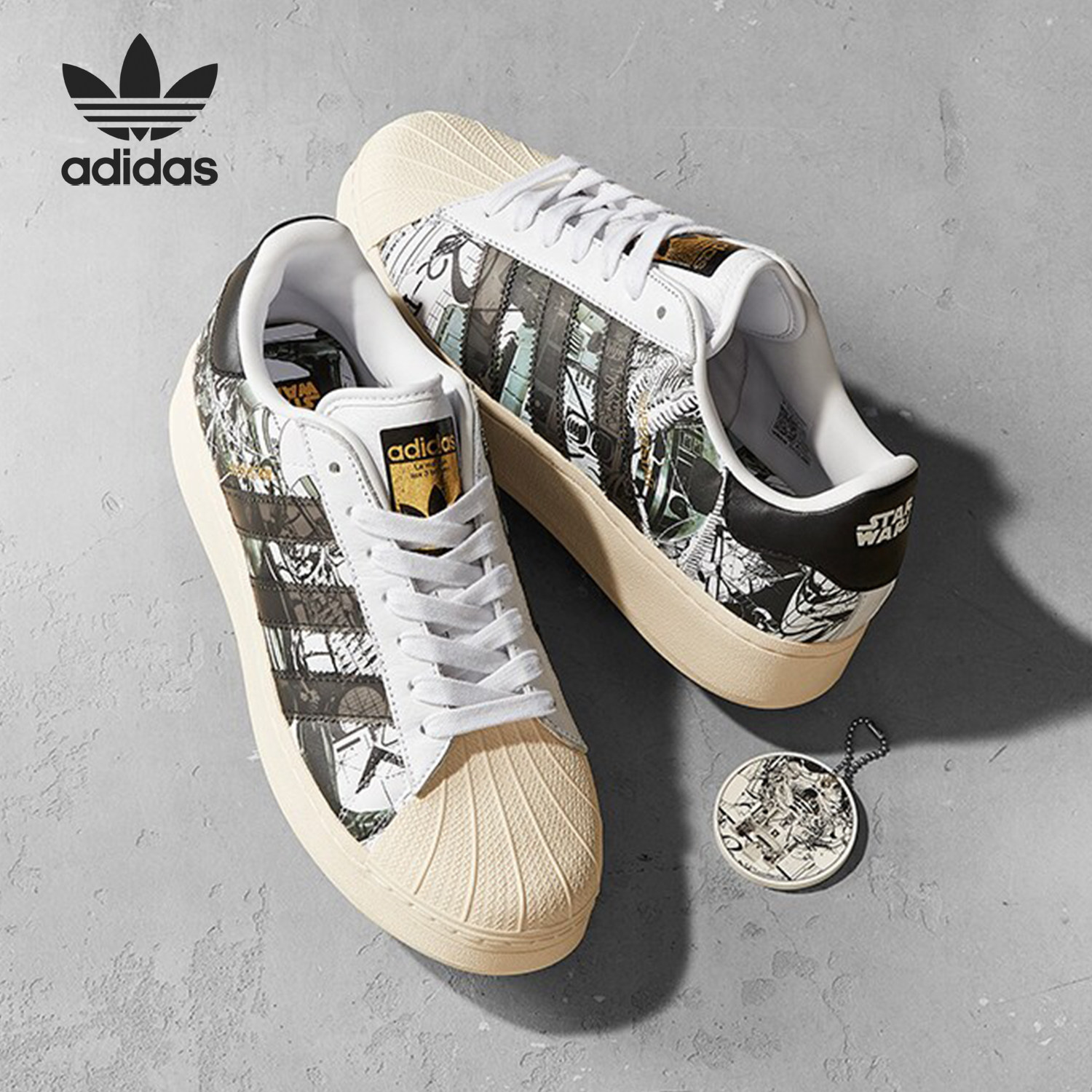 Adidas/阿迪达斯官方正品三叶草男女休闲透气耐穿厚底板鞋IF9249